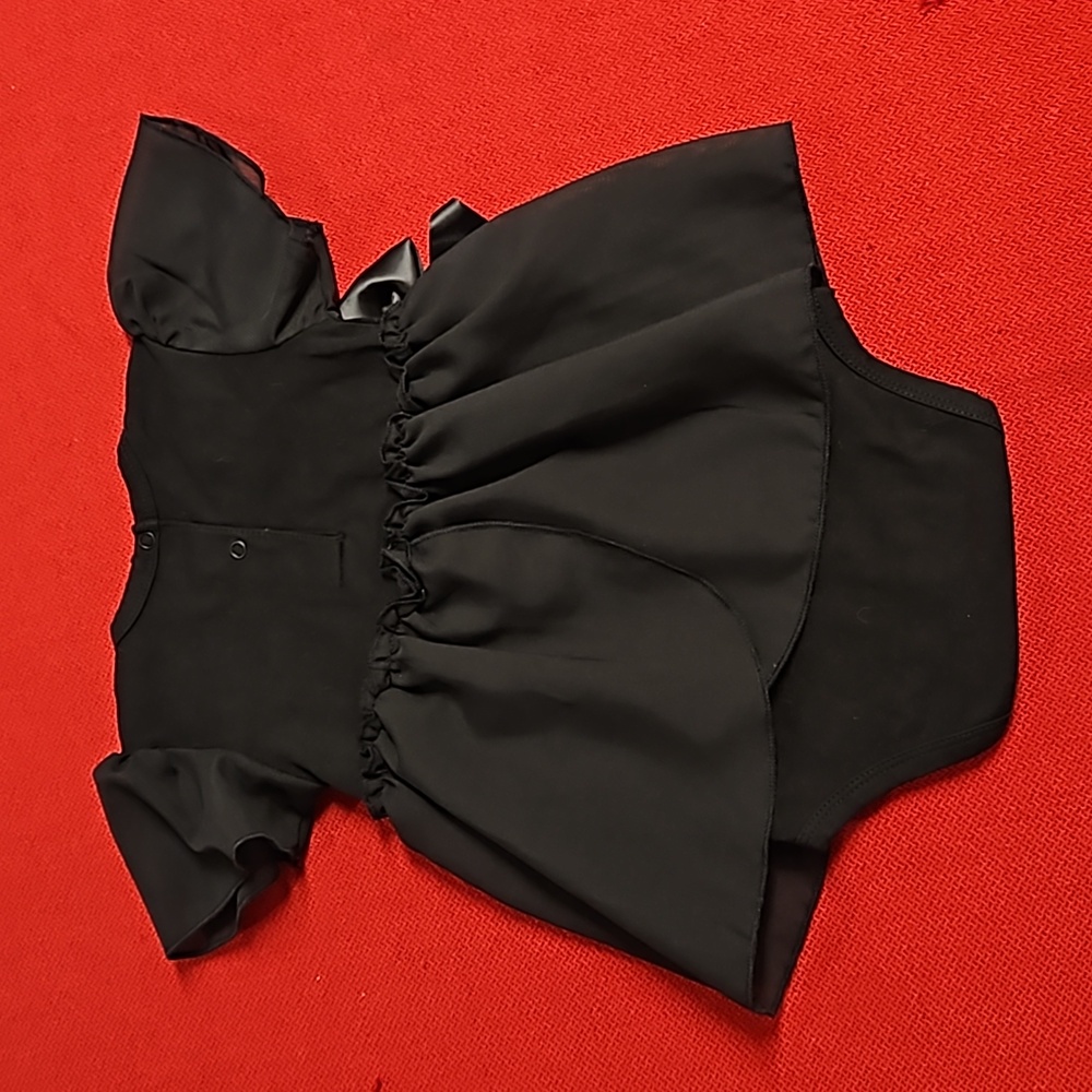 stephan baby 6 - 12 mo. 'My Little Black Dress' onesie with ruffle, satin bow - Picture 7 of 7